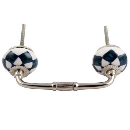 Dark Green Check Ceramic Bridge Handle